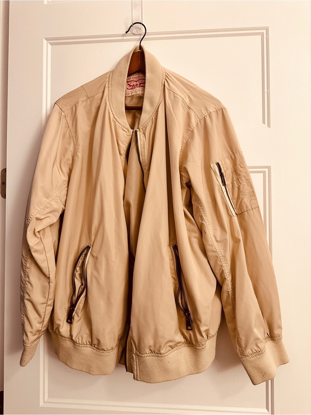 Levi Strauss Women's 3X Bomber Jacket in Beige - Classic Lightweight Coat
